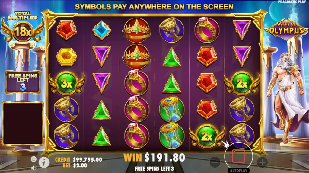 Uma bela captura de tela do jogo Gates of Olympus