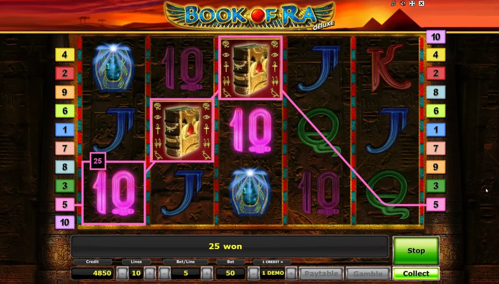 Book Of Ra Deluxe winning combination with Book Of Ra symbol