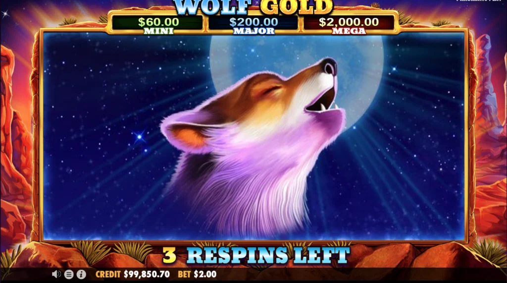 Jogo de bônus da slot Gold Wolf