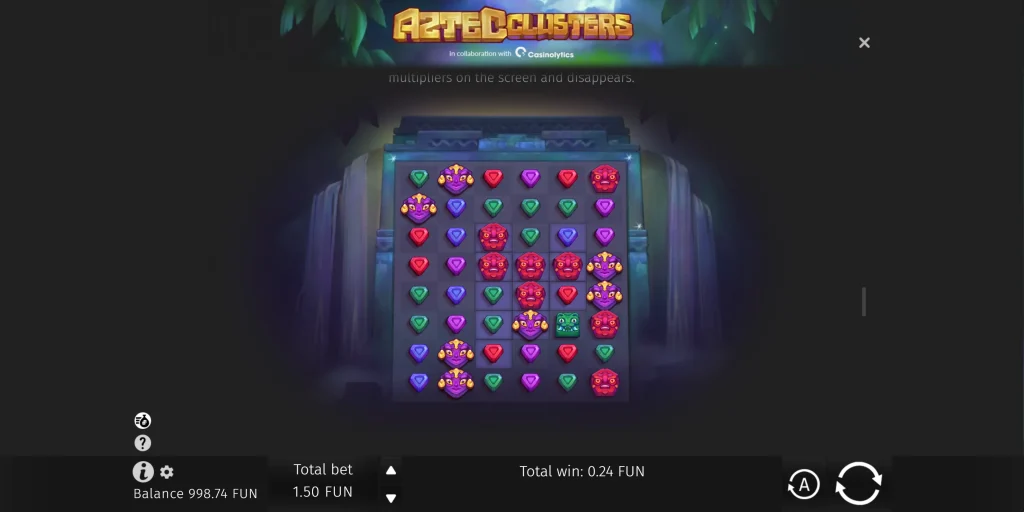 Captura de tela da jogabilidade do Aztec Clusters
